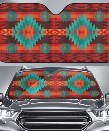 Red Geometric Pattern Auto Sun Shades