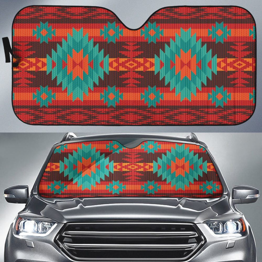Red Geometric Pattern Auto Sun Shades