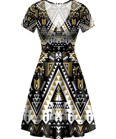 Retro Color Tribal Round Neck Dress