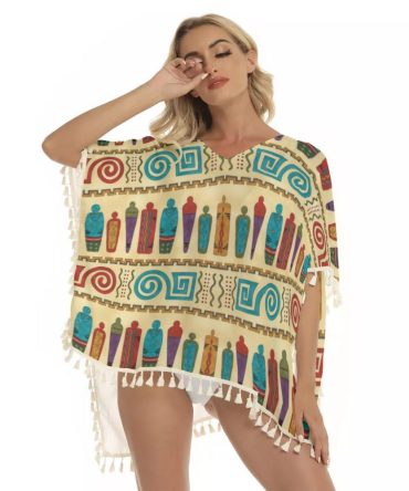 Pattern Girl Native Light Square Fringed Shawl