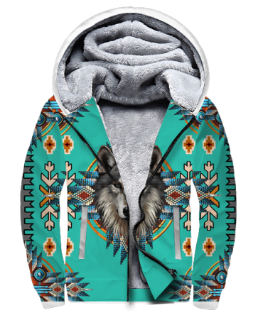 Turquoise Tribe Wolf 3D Fleece Hoodie