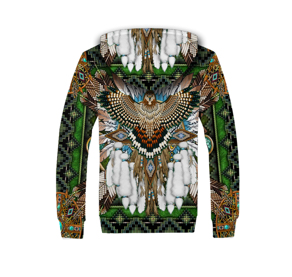 Mandala Owl Native 3D Fleece Hoodie - Image 3
