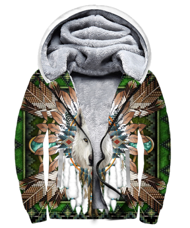 Mandala Wolf Native 3D Fleece Hoodie