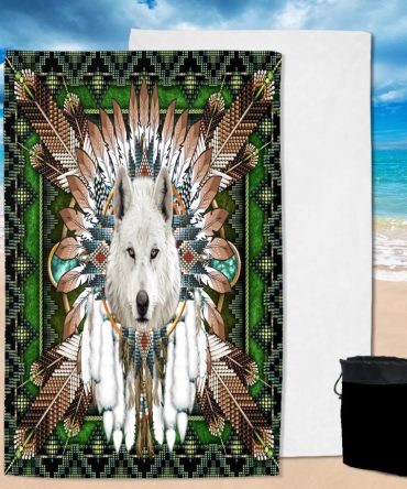 Mandala Wolf Native Pool Beach Towel