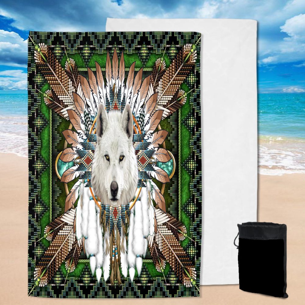 Mandala Wolf Native Pool Beach Towel