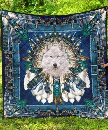 Pattern Blue Mandala Wolf Premium Quilt