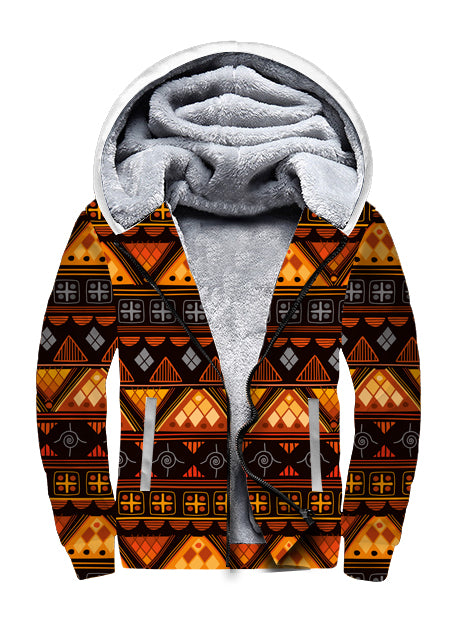 Pattern Orange Native 3D Fleece Hoodie