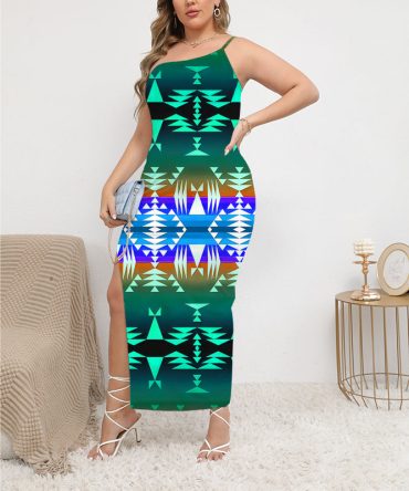 Pattern Native Oblique-Shoulder Exposure Dress With Side Split