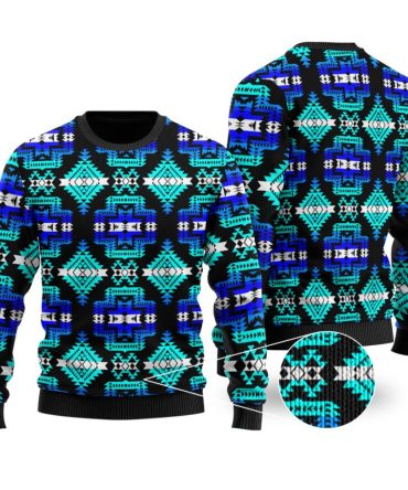 Pattern Native Tribals Sweater Blue