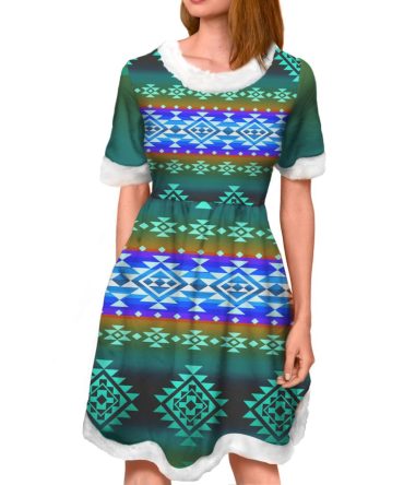 Pattern Blue Native Adult Christmas Dress