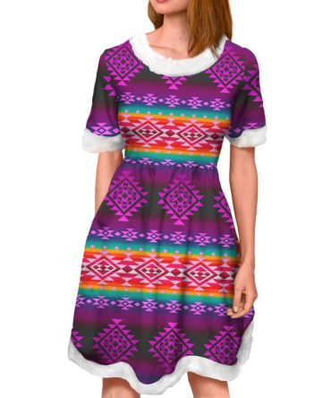 Pattern Purple Native Adult Christmas Dress