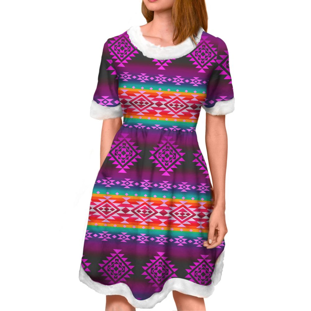 Pattern Purple Native Adult Christmas Dress