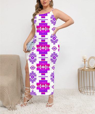 Pattern Native Oblique-Shoulder Exposure Dress With Side Split