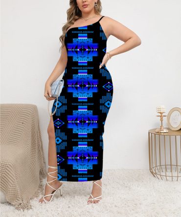 Pattern Native Oblique-Shoulder Exposure Dress With Side Split