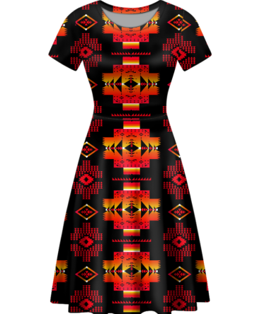 Native Tribes Pattern Round Neck Dress