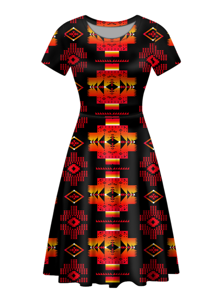 Native Tribes Pattern Round Neck Dress