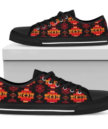 Tribes Pattern Native American Low Top Canvas Shoe
