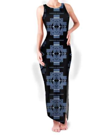 Pattern Native Round Neck Double Slit Sundress