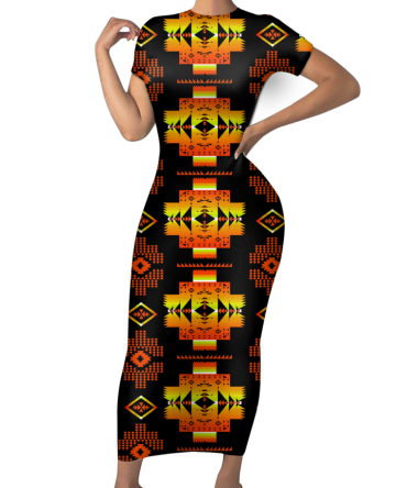 Pattern Native Short-Sleeved Body Dress