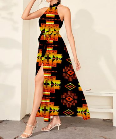 Pattern Tribal Native Dress Maxi Ligation