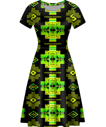 Native Tribes Pattern Round Neck Dress