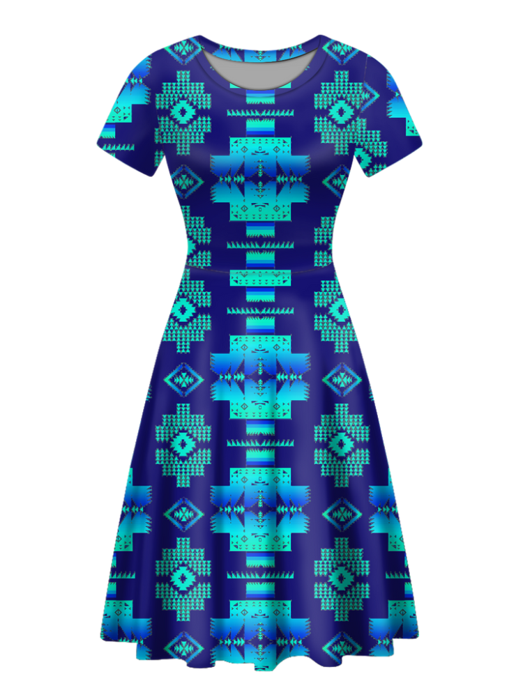 Native Tribes Pattern Round Neck Dress