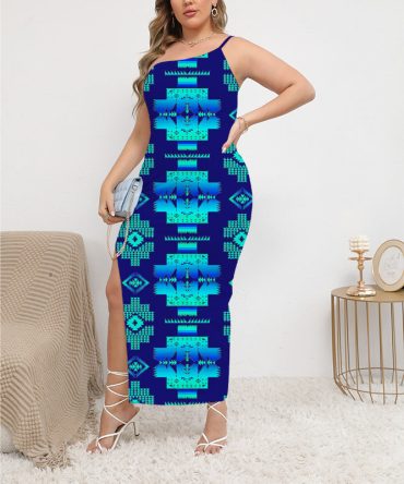 Pattern Native Oblique-Shoulder Exposure Dress With Side Split
