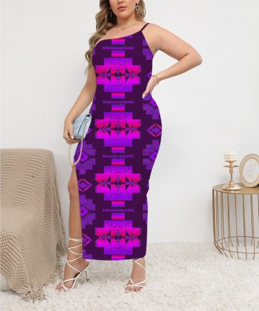 Pattern Native Oblique-Shoulder Exposure Dress With Side Split