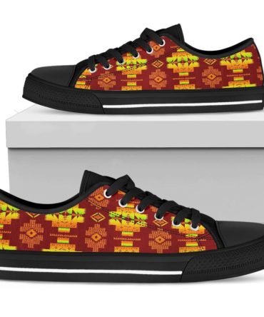 Tribes Pattern Native American Low Top Canvas Shoe