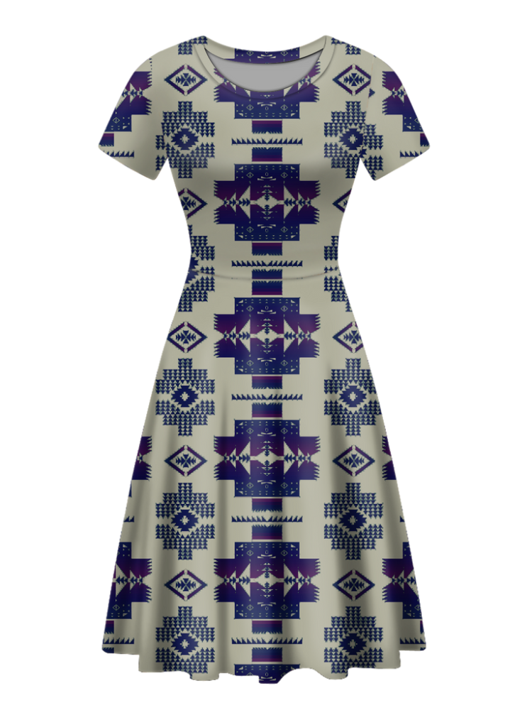 Native Tribes Pattern Round Neck Dress