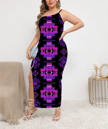 Pattern Native Oblique-Shoulder Exposure Dress With Side Split