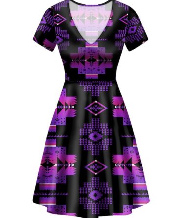 United Tribes Brown Design Neck Dress