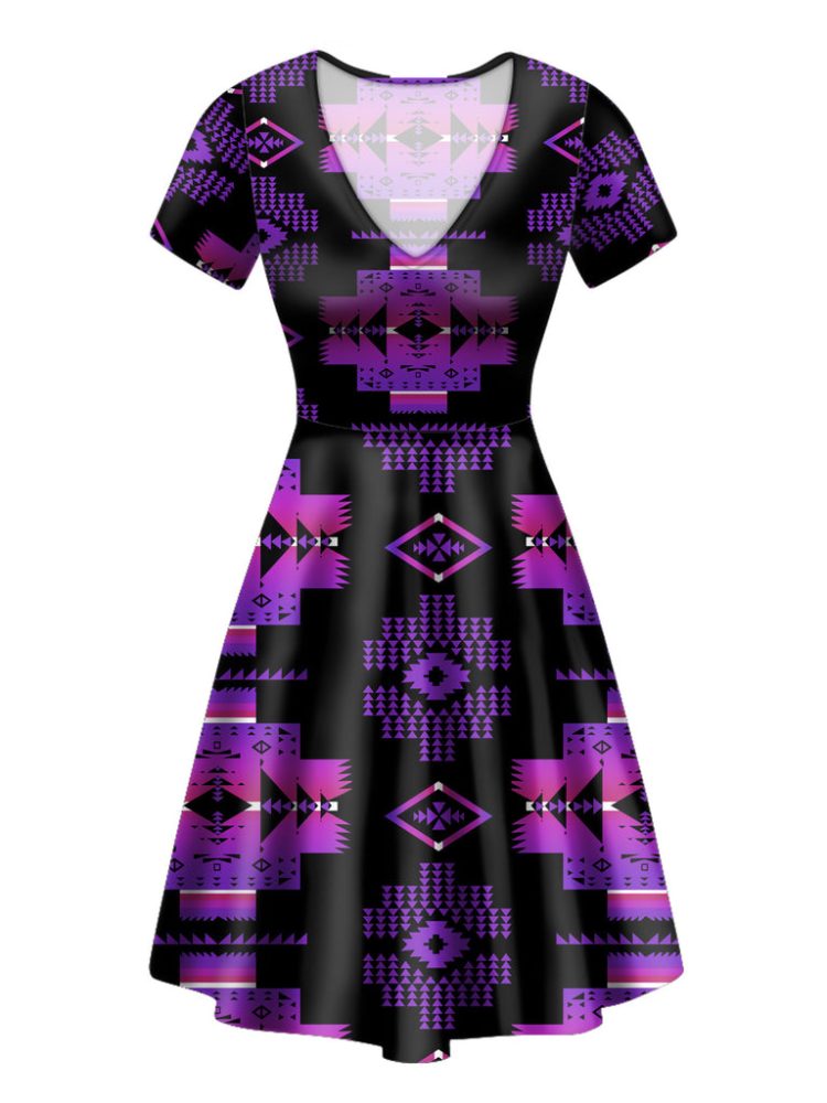 United Tribes Brown Design Neck Dress