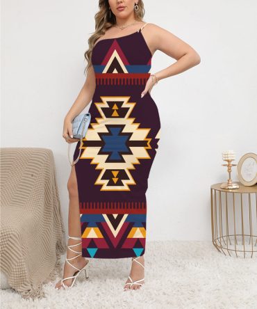 Pattern Native Oblique-Shoulder Exposure Dress With Side Split