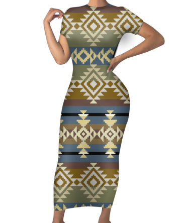 Pattern Native Short-Sleeved Body Dress
