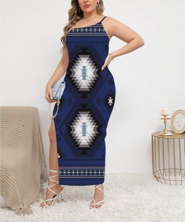 Pattern Native Oblique-Shoulder Exposure Dress With Side Split