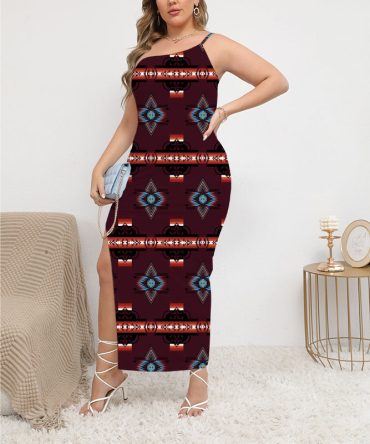 Pattern Native Oblique-Shoulder Exposure Dress With Side Split