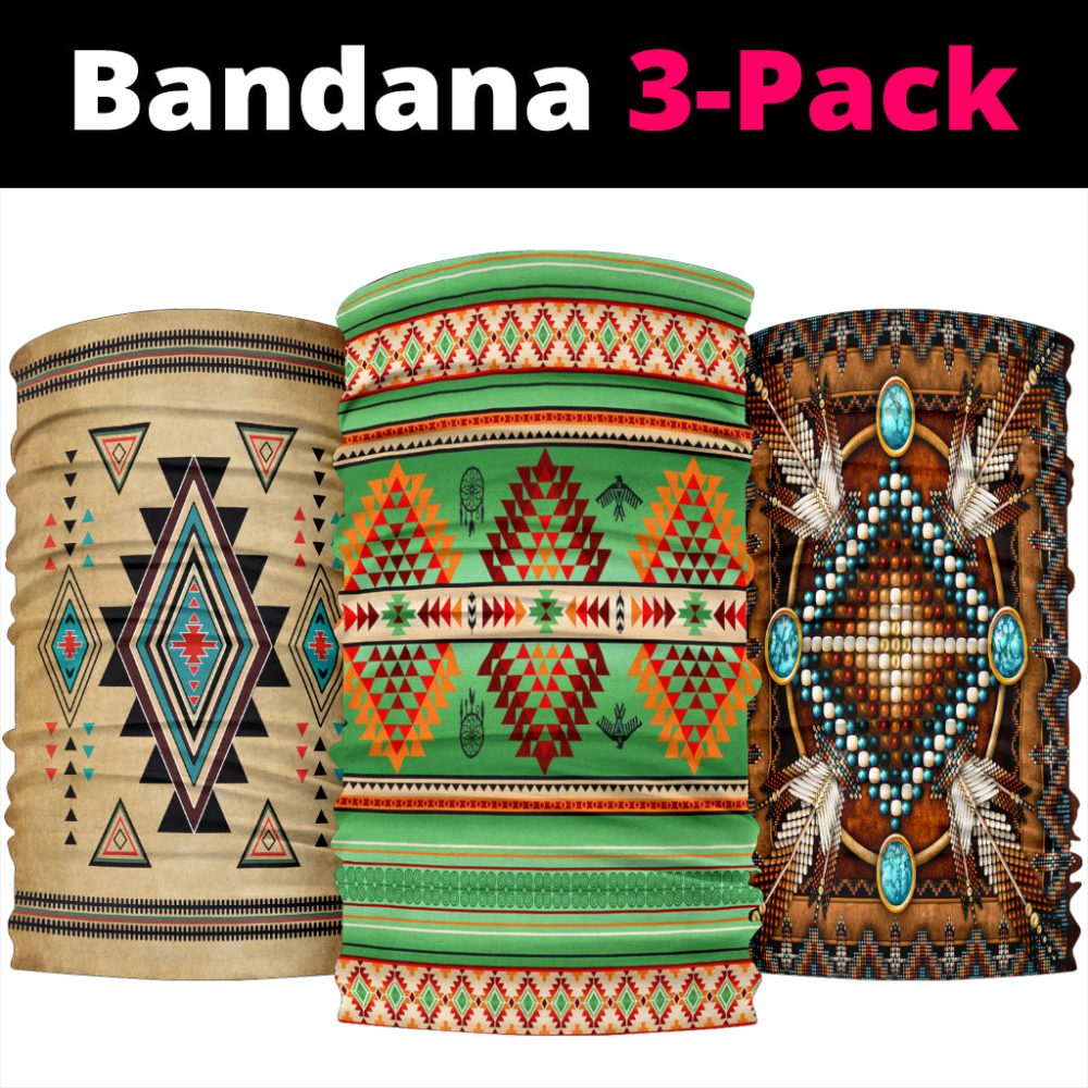 Geometry Pattern Green Native American Bandana 3-Pack