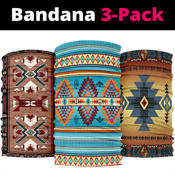 Geometry Pattern Turquoise Native American Bandana 3-Pack - Image 2