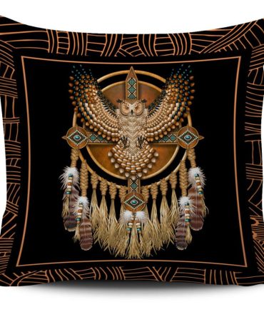 Golden Owl Dreamcatcher Native American Pillow Covers