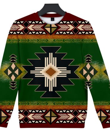 Green Color Native American 3D Sweatshirt