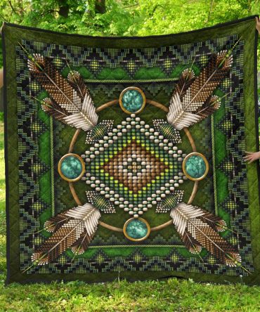 Green Mandala Native American Premium Quilt