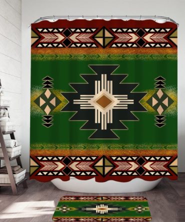 Green Tribe Pattern Native American Design Shower Curtain
