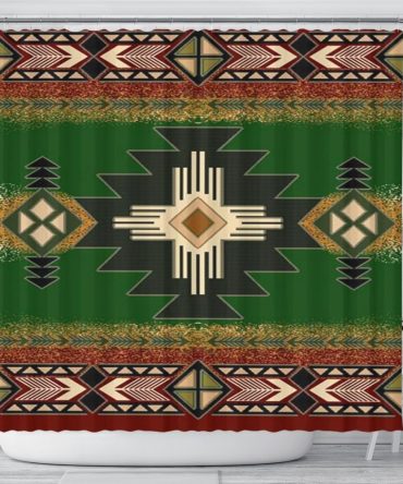 Green Tribe Pattern Native American Design Shower Curtain