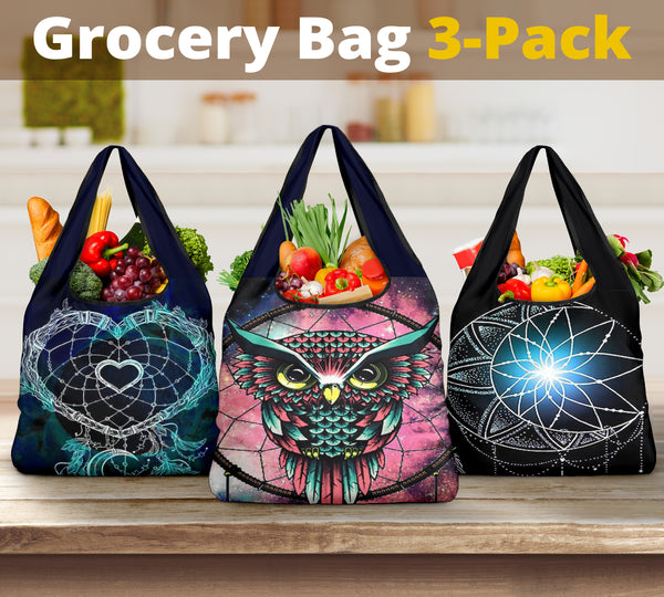 Heart Dreamcatcher Owl Grocery Bags - Image 2