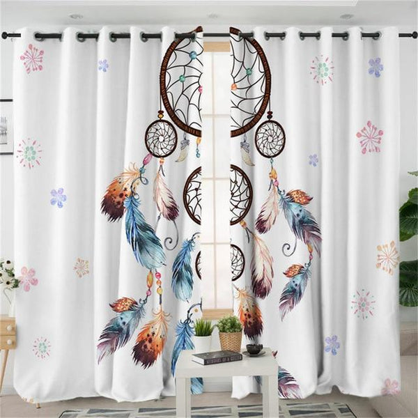 Heart Dreamcatcher Watercolor Native American Design Window Living Room Curtain - Image 2