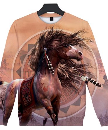 Horse Pink Native American Art Sweatshirt