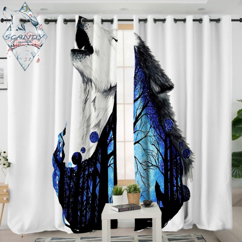Howling Wolf Native American Design Window Living Room Curtain no link
