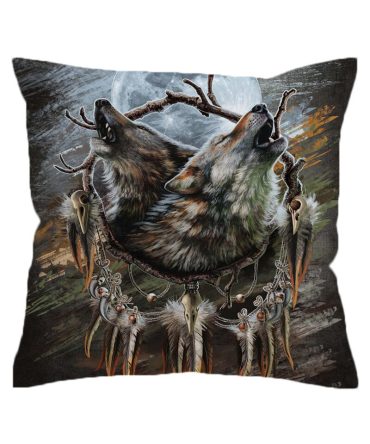 Howling Wolves Pillow Case Dreamcatcher Throw Cover Pillow Cover