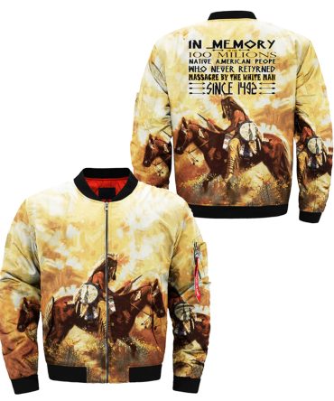 In Memory Of The 100 Millions Native American Bomber Jacket